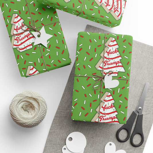 Slightly Subtle Tree Cake Candy Cane Tree FDT Wrapping Paper | Christmas Holiday Gift Wrap