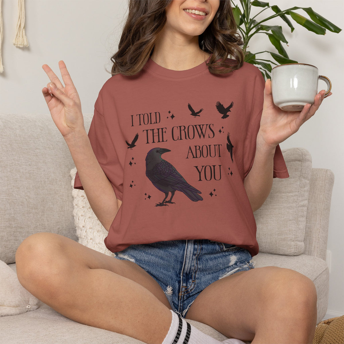 I Told The Crows About You Witchy Crow Raven Graphic Tee