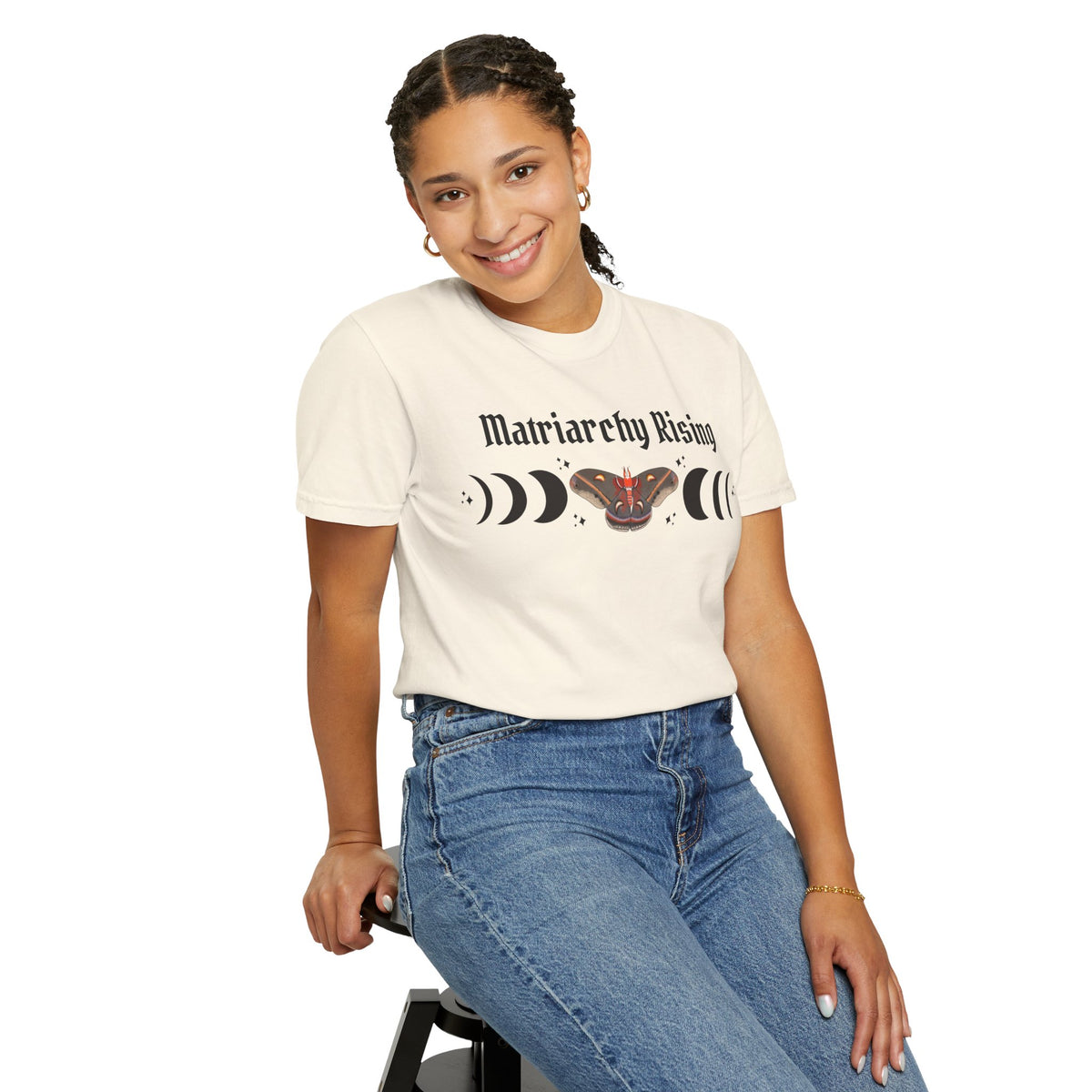 Matriarchy Rising Tee Moon Phases & Moth Feminist Graphic T-Shirt