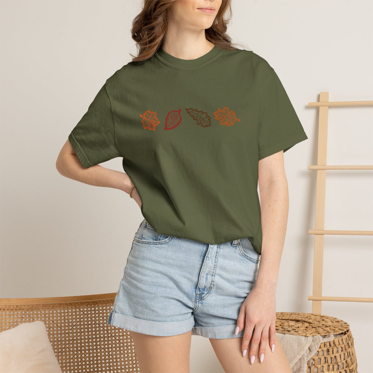 Autumn Leaves T-Shirt FDT Minimal Fall Foliage Graphic Tee