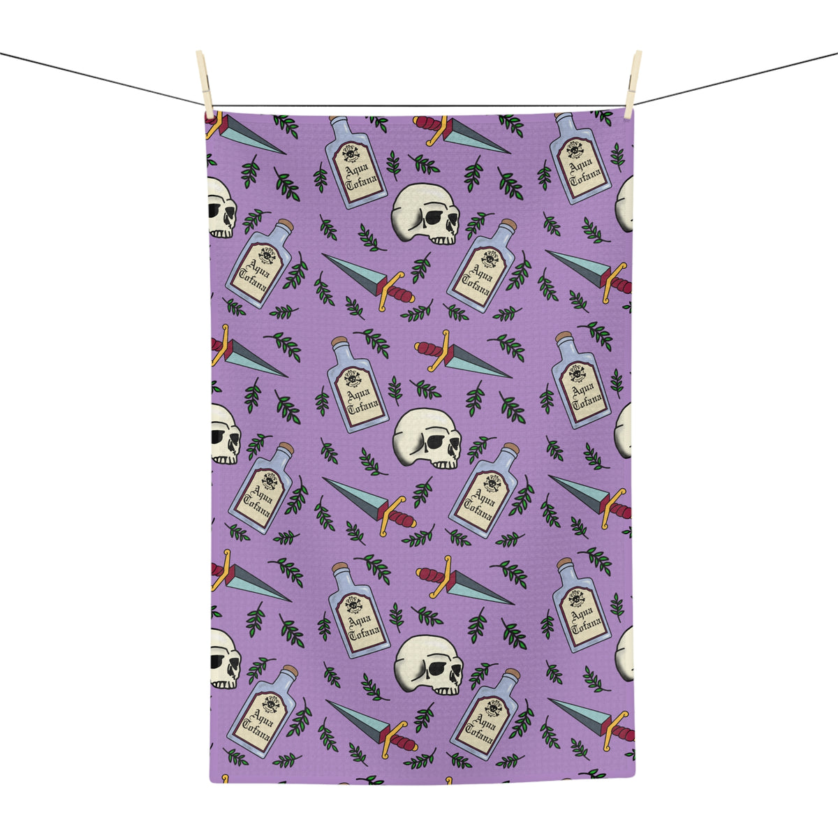 Aqua Tofana Witchy Potion & Skull Microfiber Tea Towel Gothic Halloween Kitchen Decor
