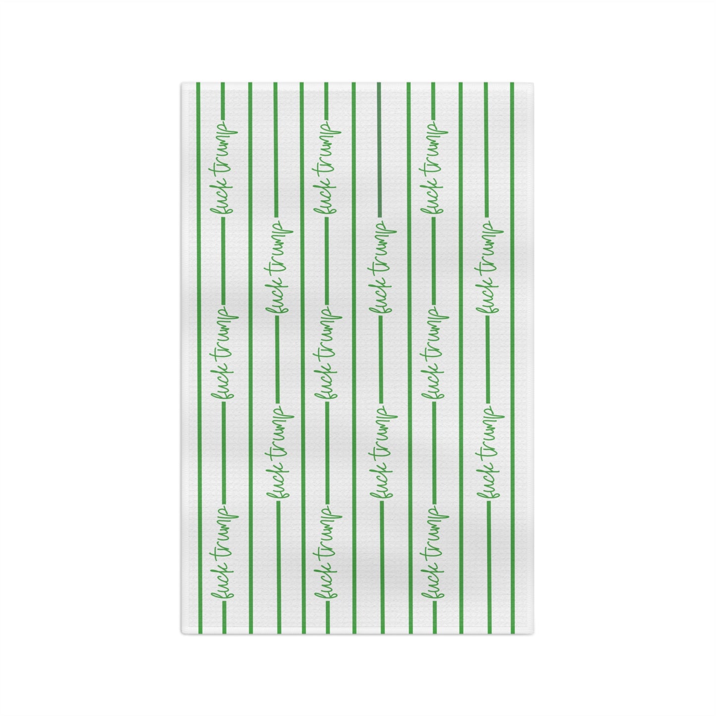 Slightly Subtle Green Stripe Tea Towel | Green Script Striped Kitchen Towel