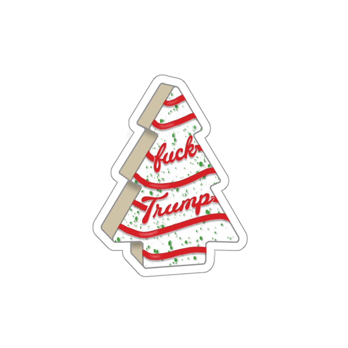 Slightly Subtle Tree Cake FDT Festive Die-Cut Stickers | Holiday, Political Humor, Gift for Activists, Laptop Decor, Christmas Decor