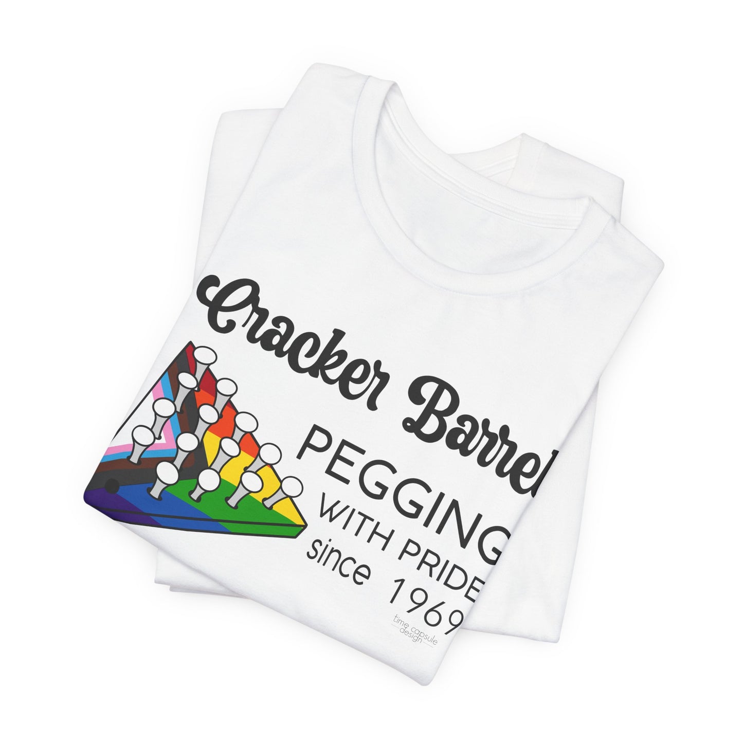 Pegging with Pride Unisex Graphic Tee, Funny Short Sleeve T-Shirt for LGBTQ+ Pride Events, Gift for Friends, Fun Casual Wear