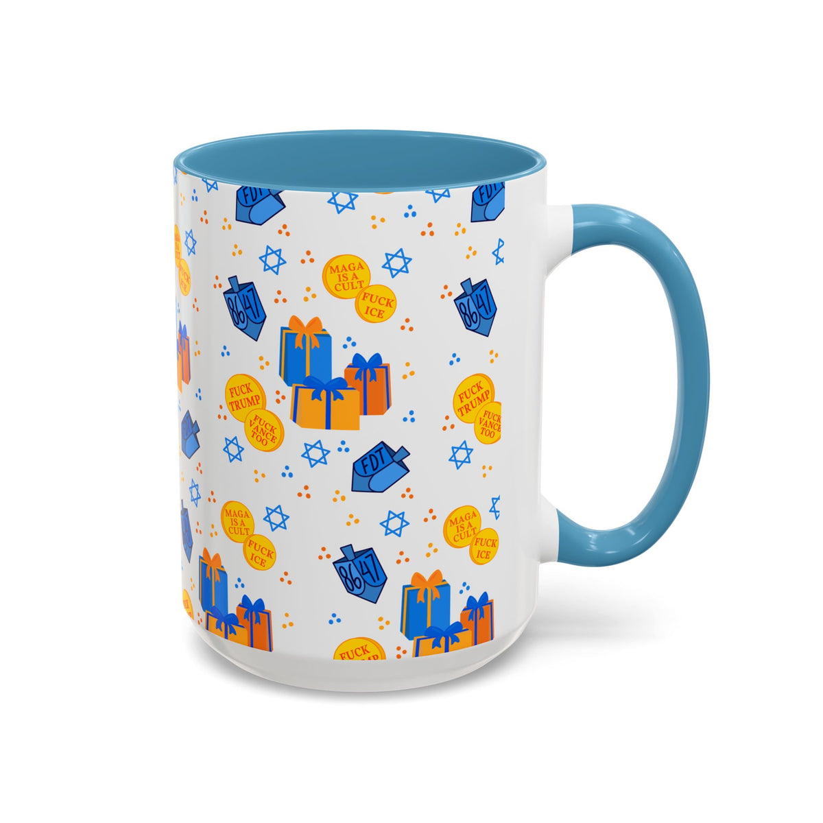 Hanukkah Gift Coffee Mug – Happy Hanukkah Dreidel Gelt Gifts FDT Mug