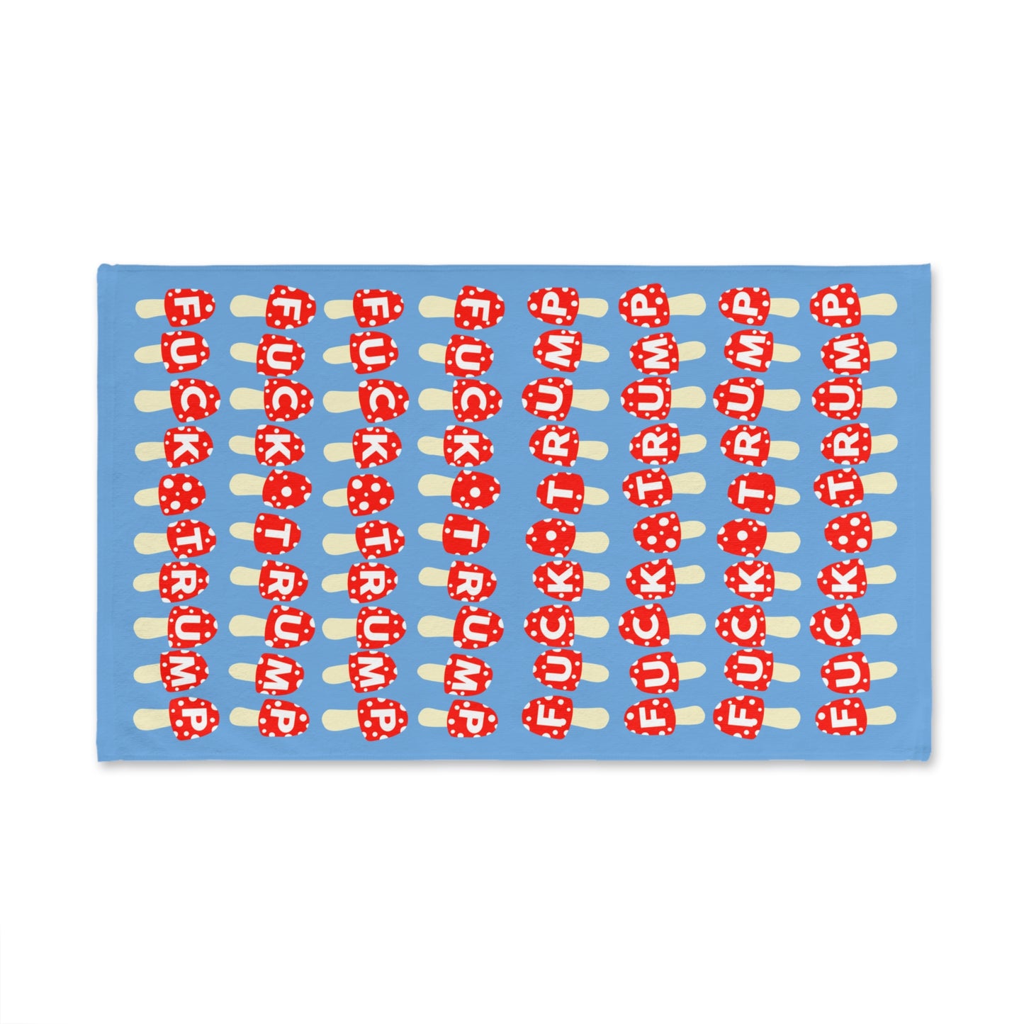 Slightly Subtle Mushrooms on Blue Funny Political Hand Towel, Quirky Kitchen Towel, Unique Gift for Democrats, Home Decor, Housewarming Gift, Kitchen Accessories