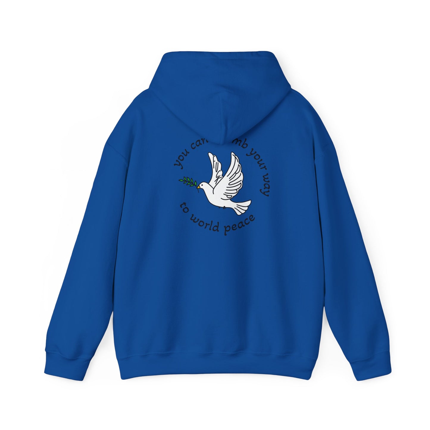 Bombs for World Peace Dove with Olive Branch Hoodie | front and back sweatshirt