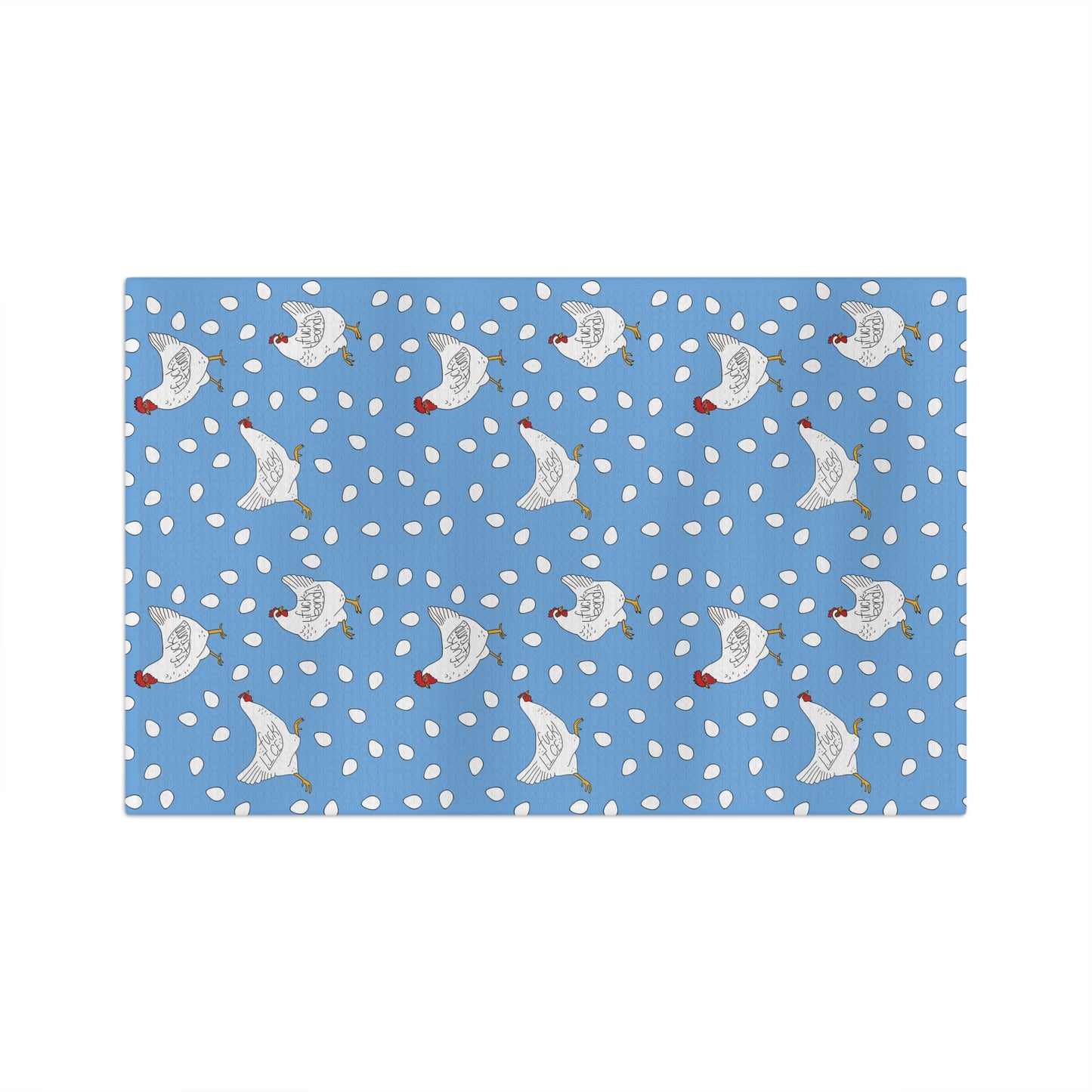 Slightly Subtle White Hen Pattern Microfiber Tea Towel | Blue Polka Dot Farm Kitchen