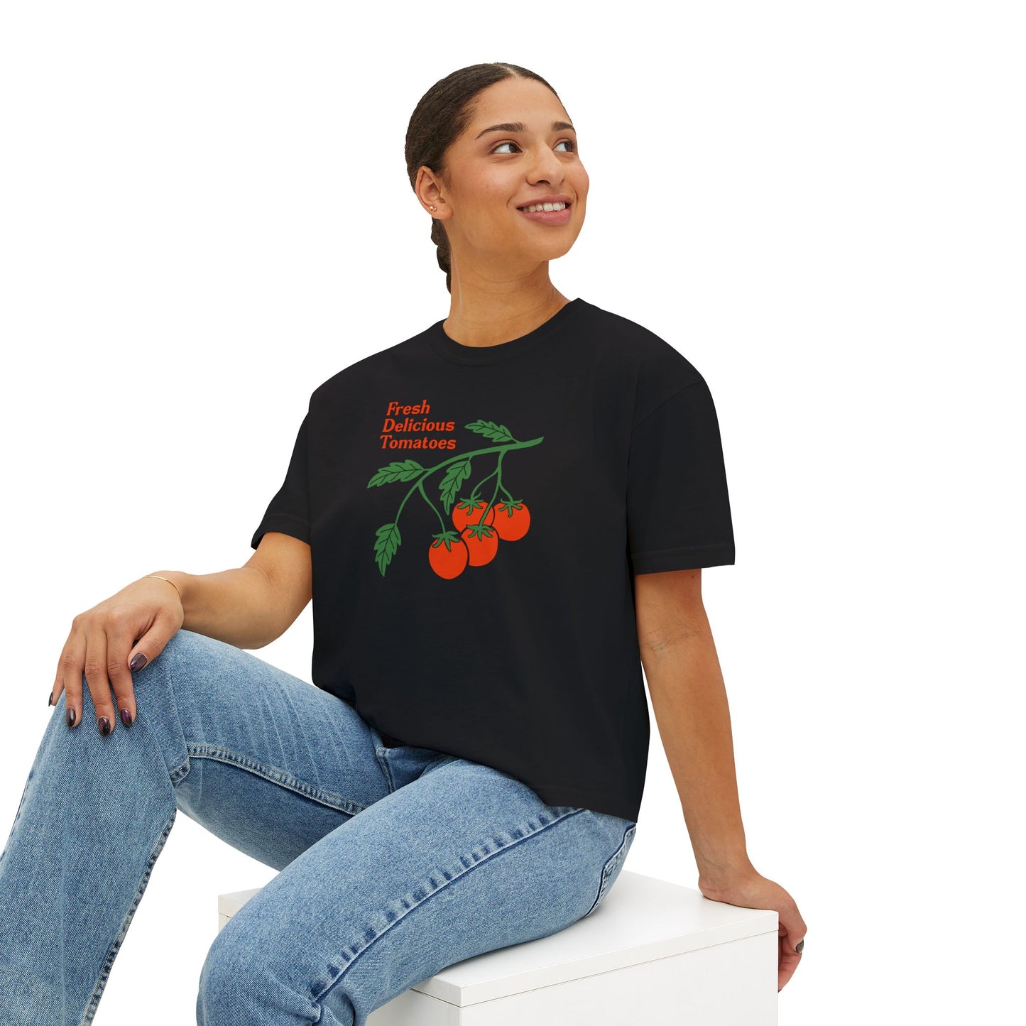 Fresh Delicious Tomatoes CROP Tee | Tomato Vine Illustration, Garden Produce Shirt Comfort Colors Boxy Crop