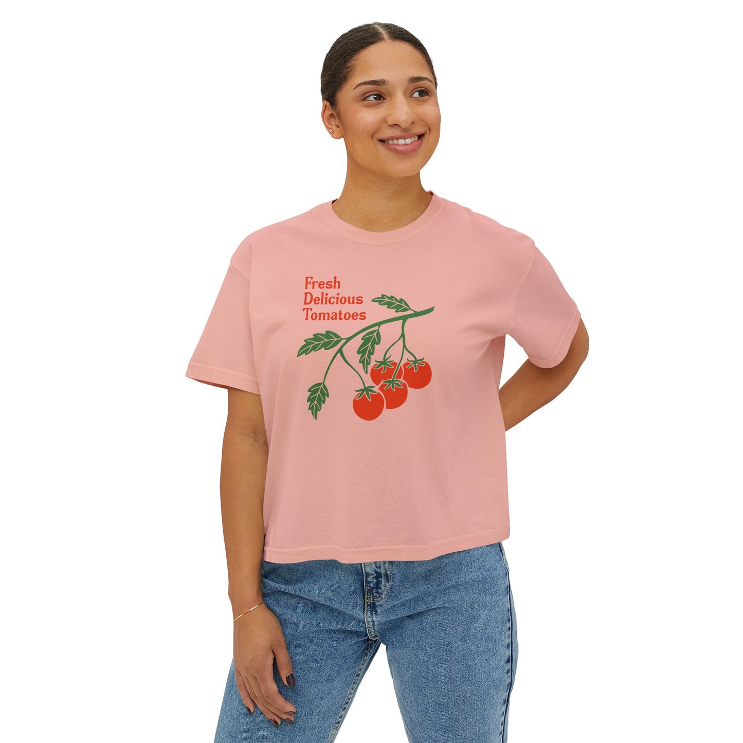Fresh Delicious Tomatoes CROP Tee | Tomato Vine Illustration, Garden Produce Shirt Comfort Colors Boxy Crop