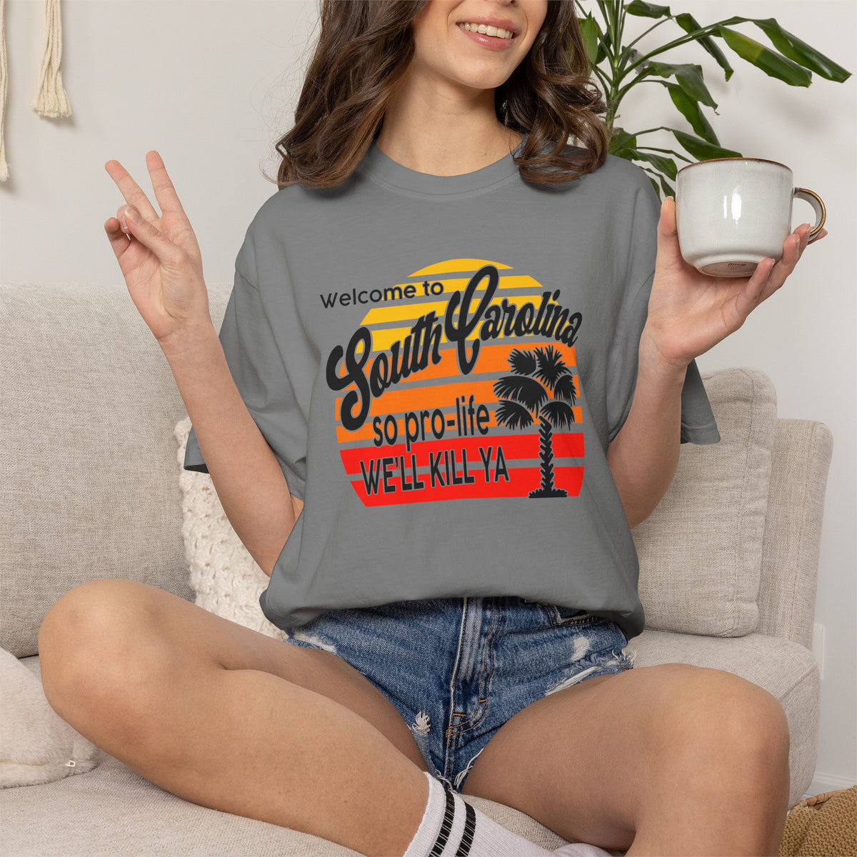 South Carolina Political Dark Humor Abortion Sunset T-Shirt Welcome to South Carolina Graphic Tee