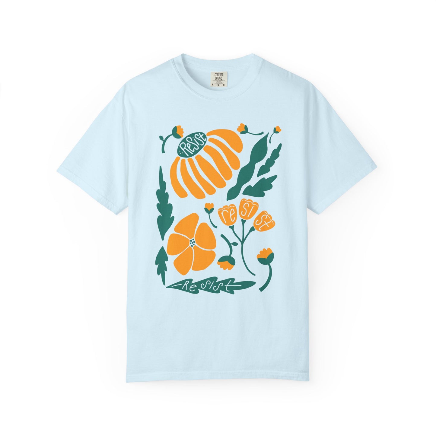 Floral Resist Tee — Retro Orange & Green Autumn Graphic T-Shirt