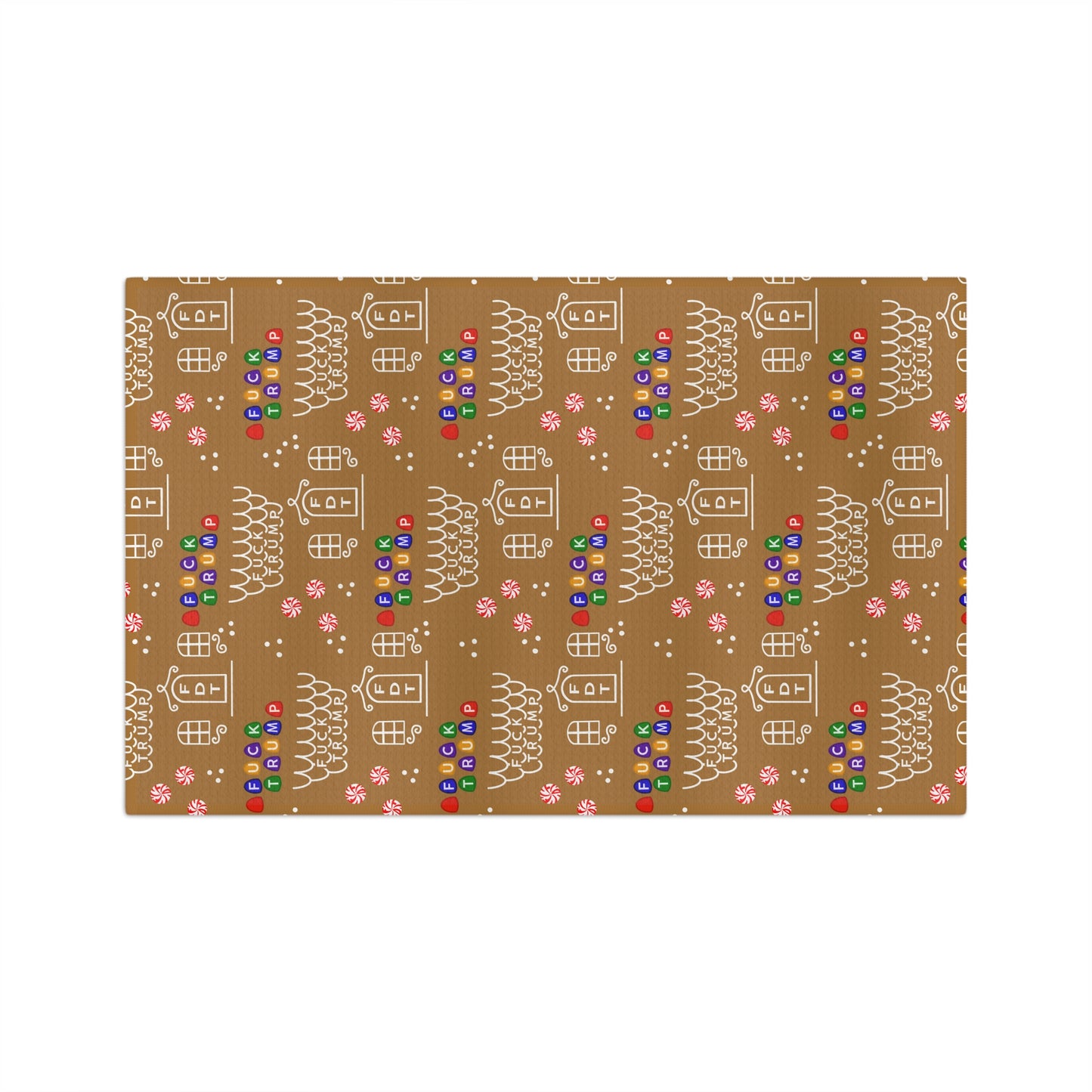 Gingerbread House Microfiber Tea Towel — Holiday Cookie Pattern