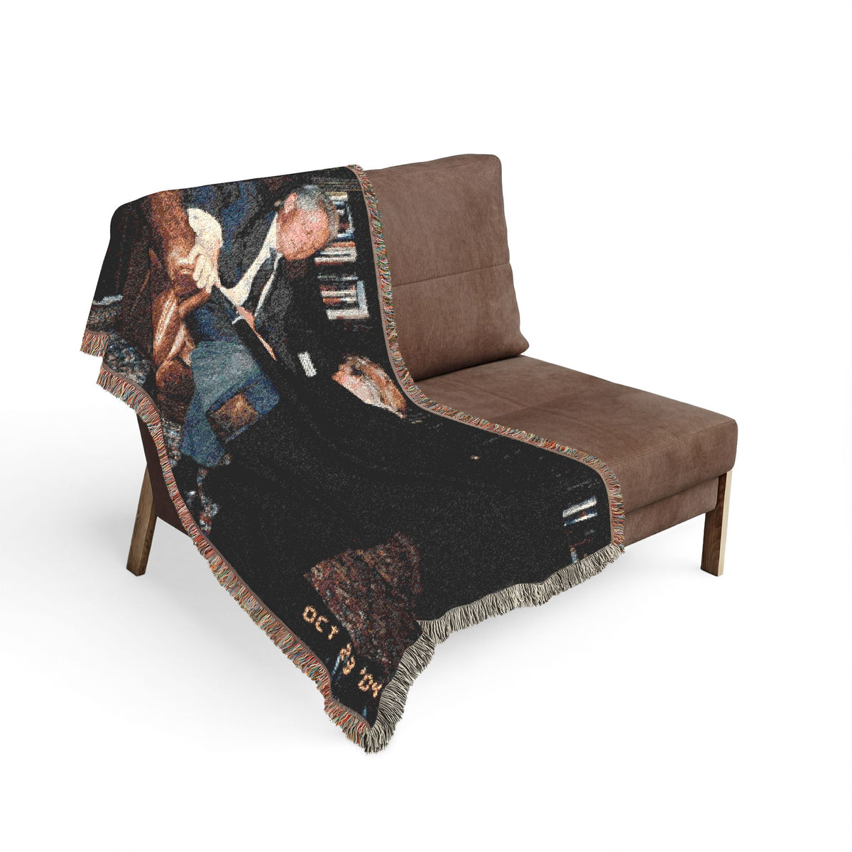 Big Beautiful Blanket Vintage Fireside Conversation Woven Blanket | Cozy Throw, Trump and Bubba Library Scene