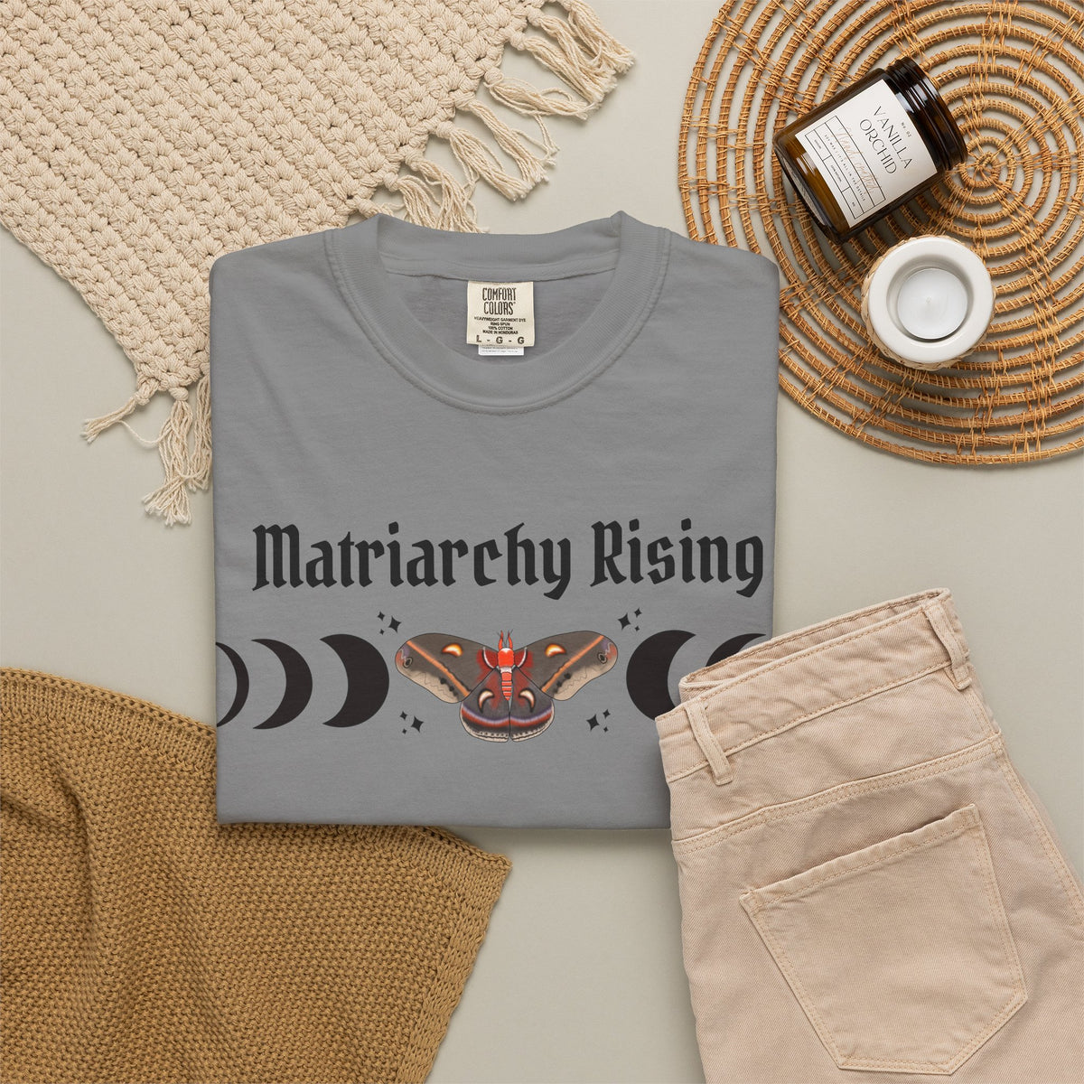 Matriarchy Rising Tee Moon Phases & Moth Feminist Graphic T-Shirt