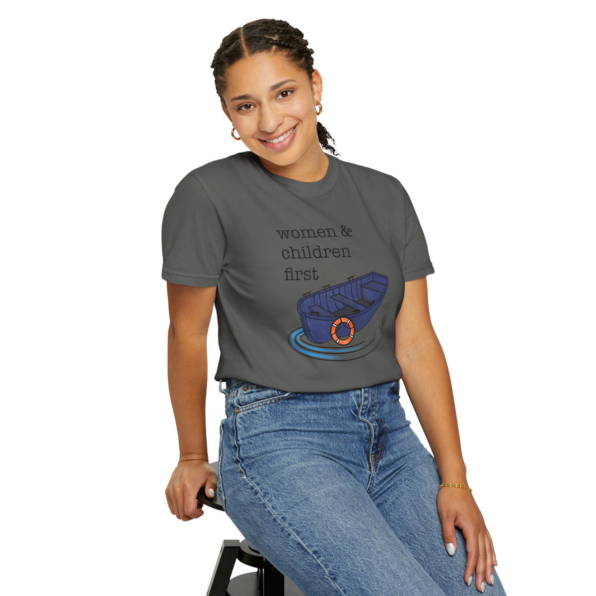 Lifeboat Matriarchy Women & Children First Nautical Boat Graphic T-Shirt