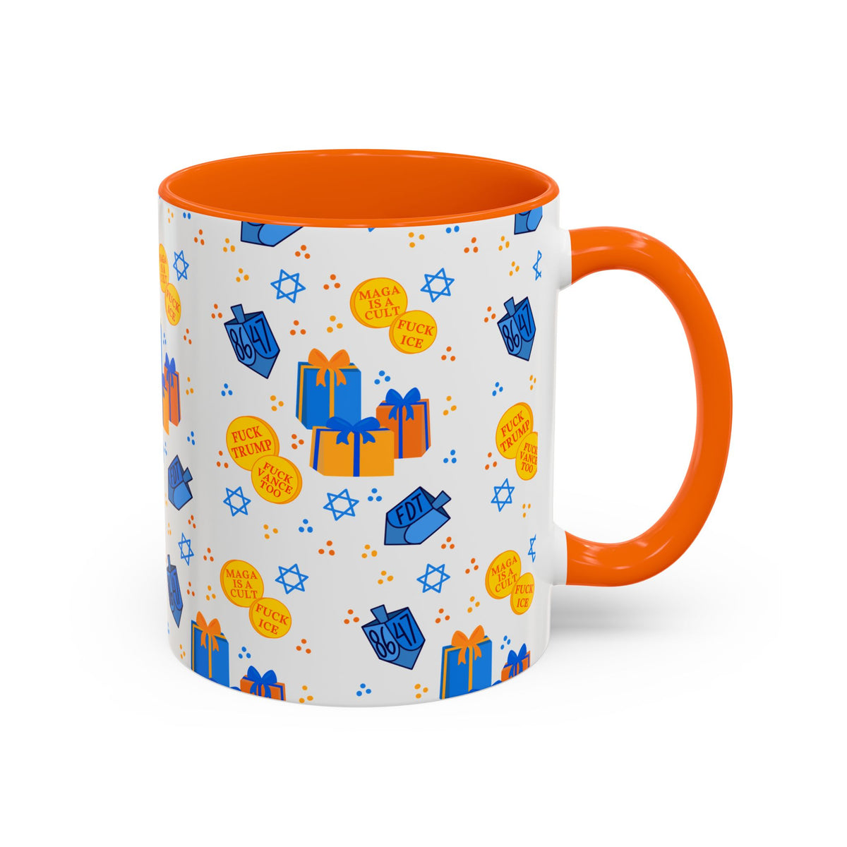 Hanukkah Gift Coffee Mug – Happy Hanukkah Dreidel Gelt Gifts FDT Mug