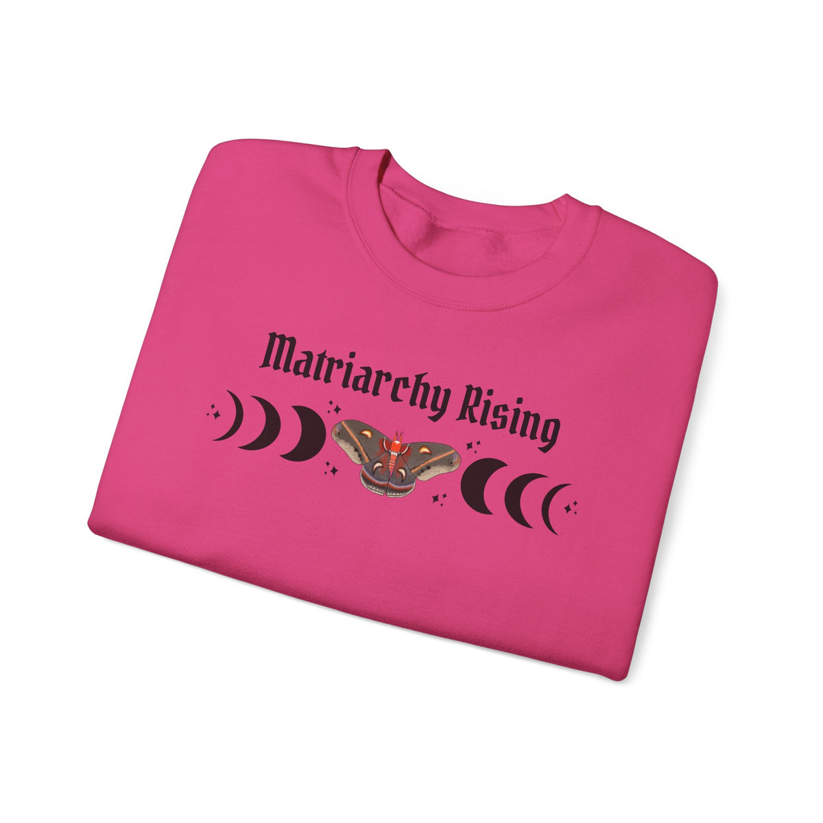 Matriarchy Rising Witchy Moon Phases Moth Crewneck Sweatshirt