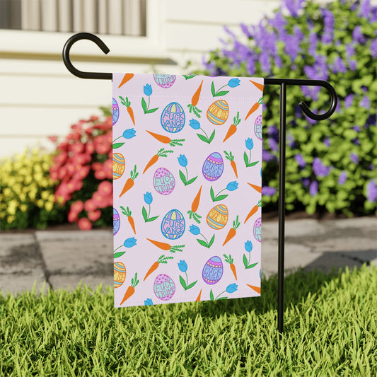 Slightly Subtle Easter Egg and Carrot Garden Banner | Spring House Flag FDT