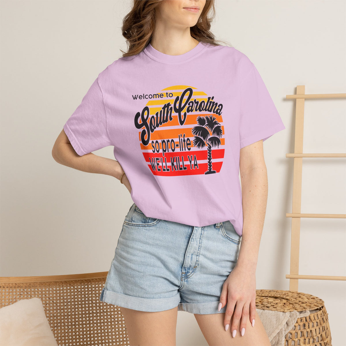 South Carolina Political Dark Humor Abortion Sunset T-Shirt Welcome to South Carolina Graphic Tee