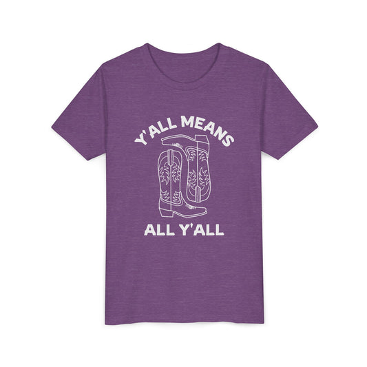 Youth Y’all Means All Y’all Cowboy Boot Graphic T-Shirt