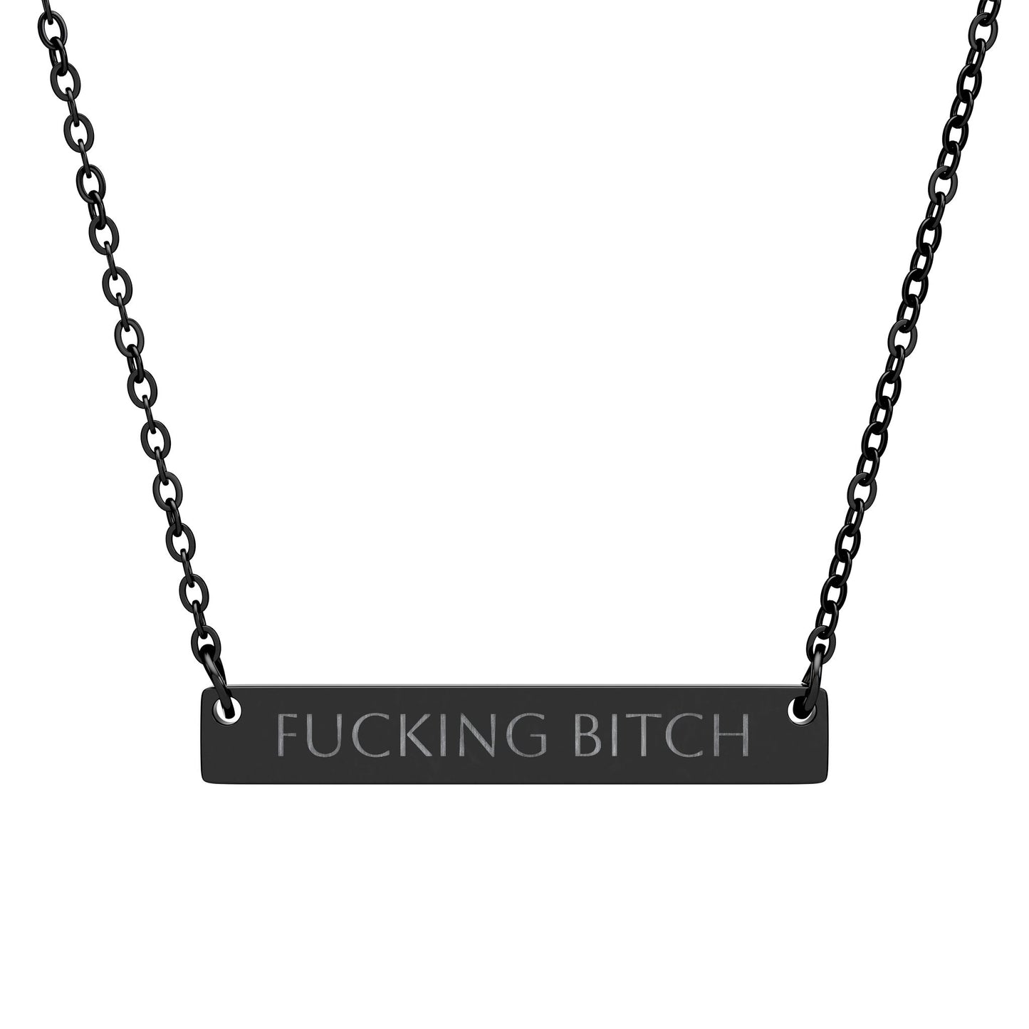 Fucking Bitch horizontal bar necklace | Engraved nameplate pendant