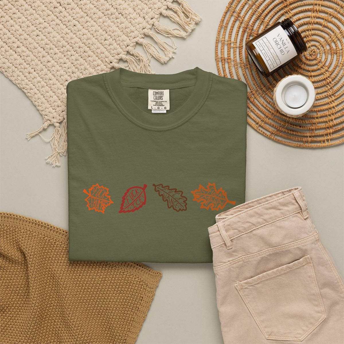 Autumn Leaves T-Shirt FDT Minimal Fall Foliage Graphic Tee