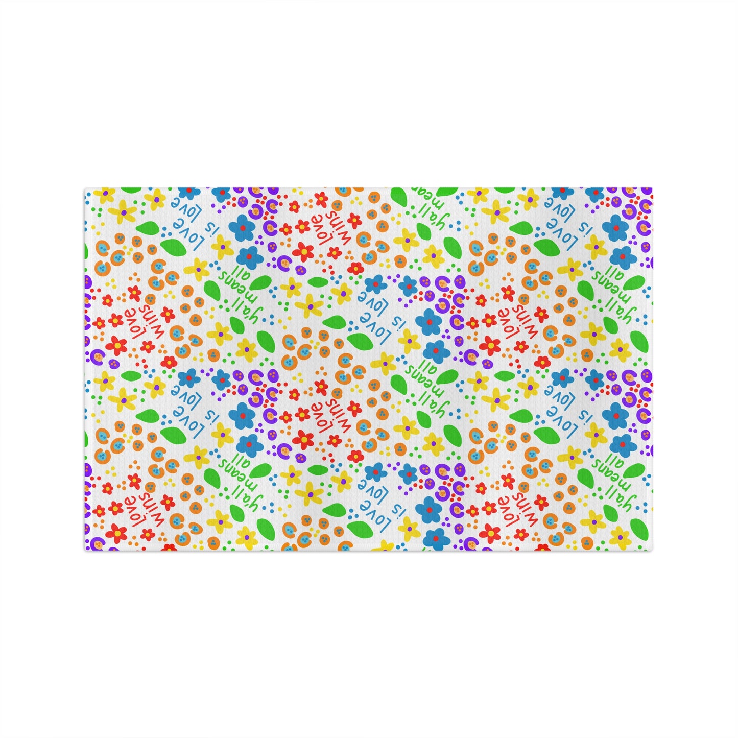 Slightly Subtle Love Wins Floral Pattern Microfiber Tea Towel | Rainbow Flowers Pride