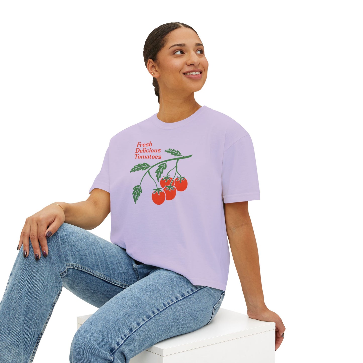 Fresh Delicious Tomatoes CROP Tee | Tomato Vine Illustration, Garden Produce Shirt Comfort Colors Boxy Crop