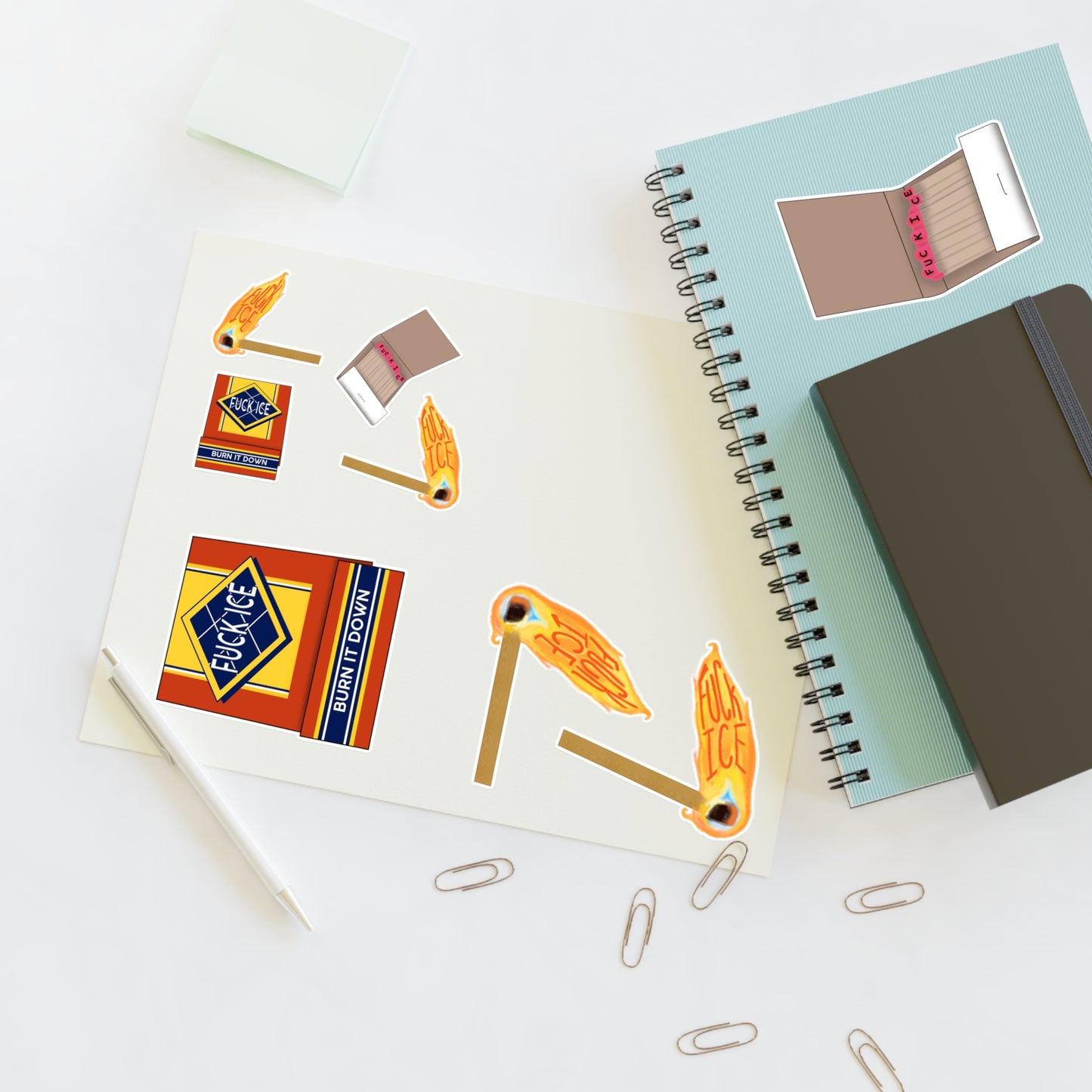Fuck Ice Matchbox Matches Sticker Sheet