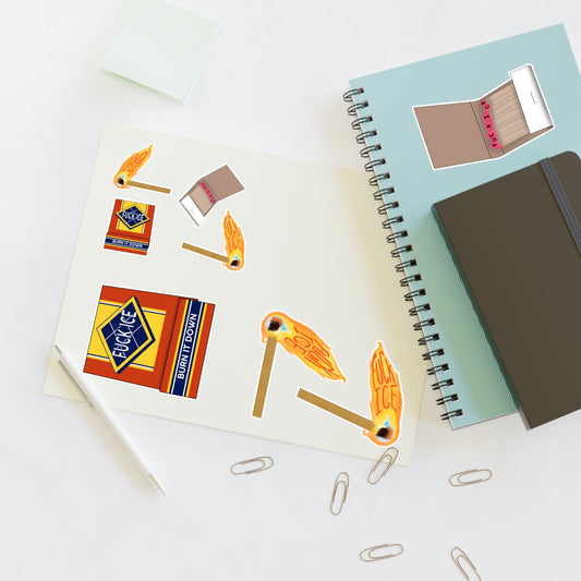 Fuck Ice Matchbox Matches Sticker Sheet