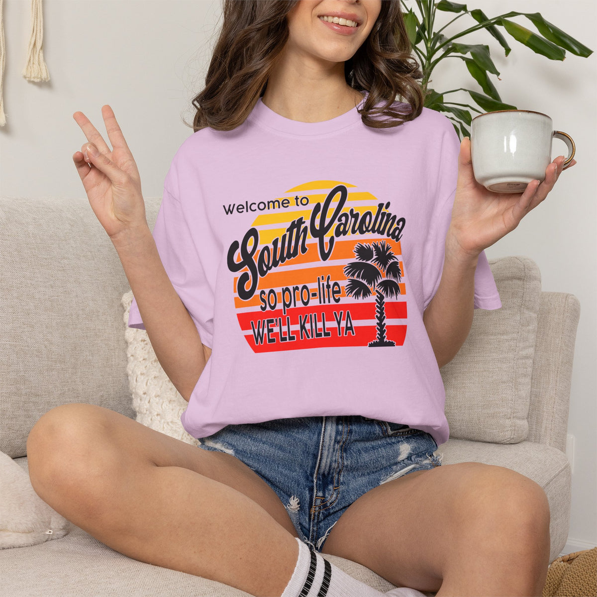 South Carolina Political Dark Humor Abortion Sunset T-Shirt Welcome to South Carolina Graphic Tee