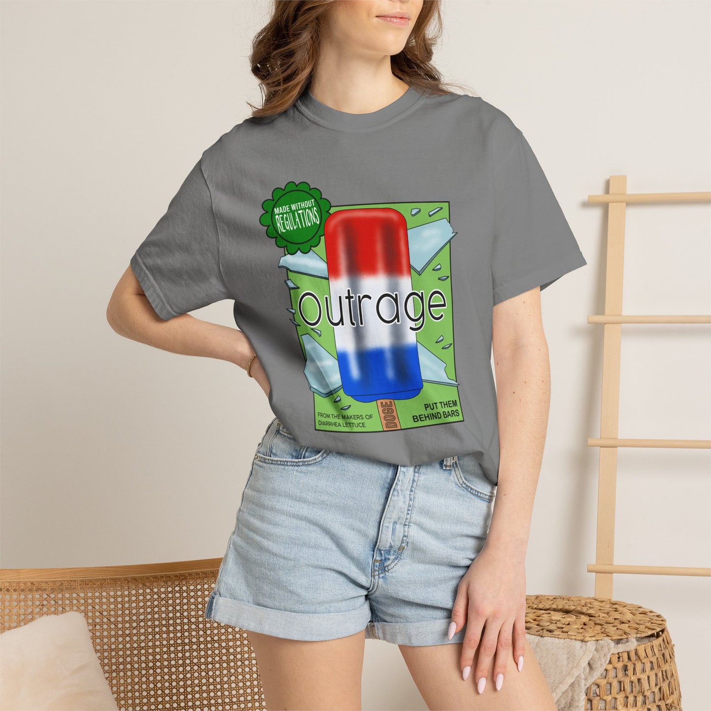Outrage Glass Popsicle Graphic T-Shirt Patriot Pop Art Tee