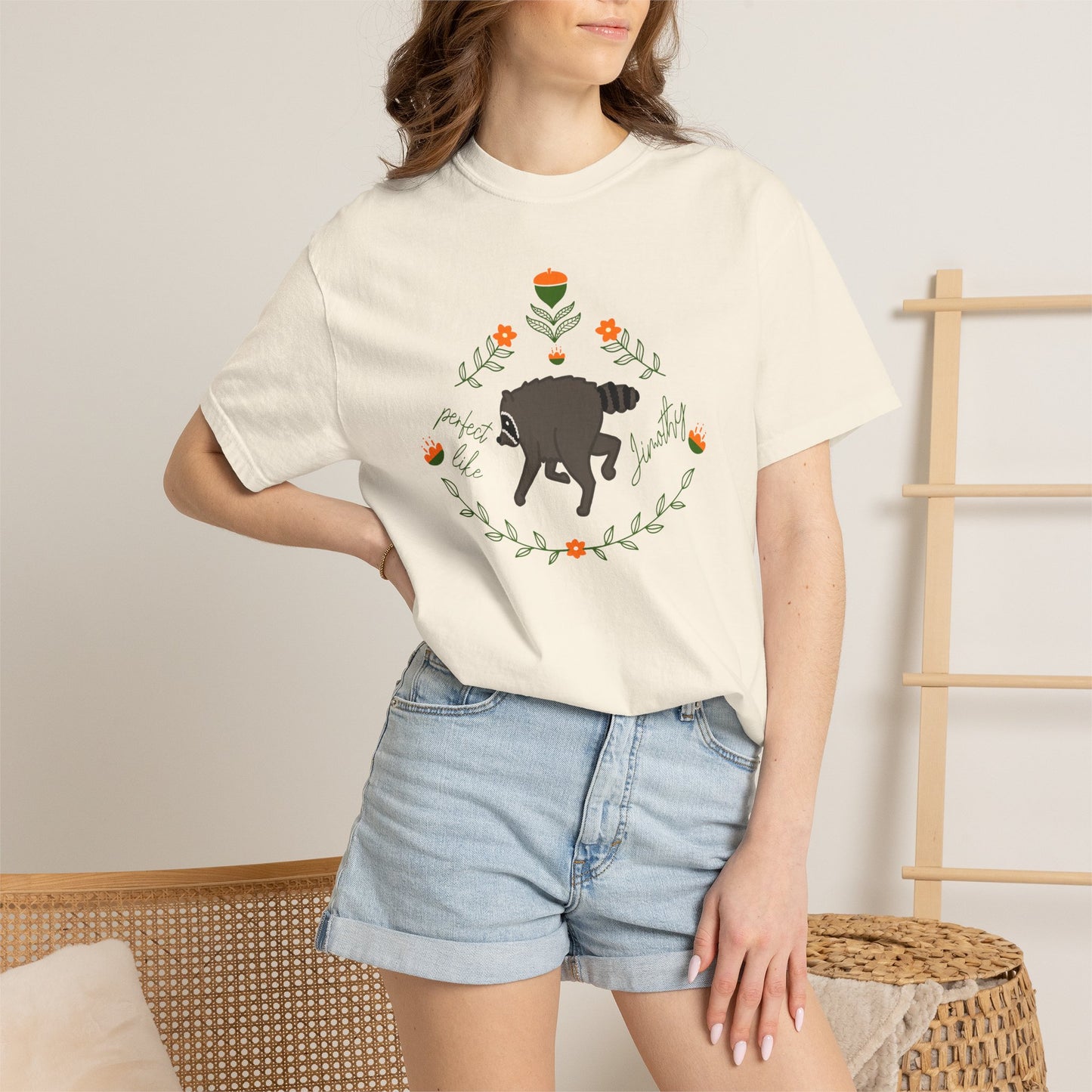 Perfect like Jimothy Floral T-Shirt — Racoon Proud Rustic Graphic Tee