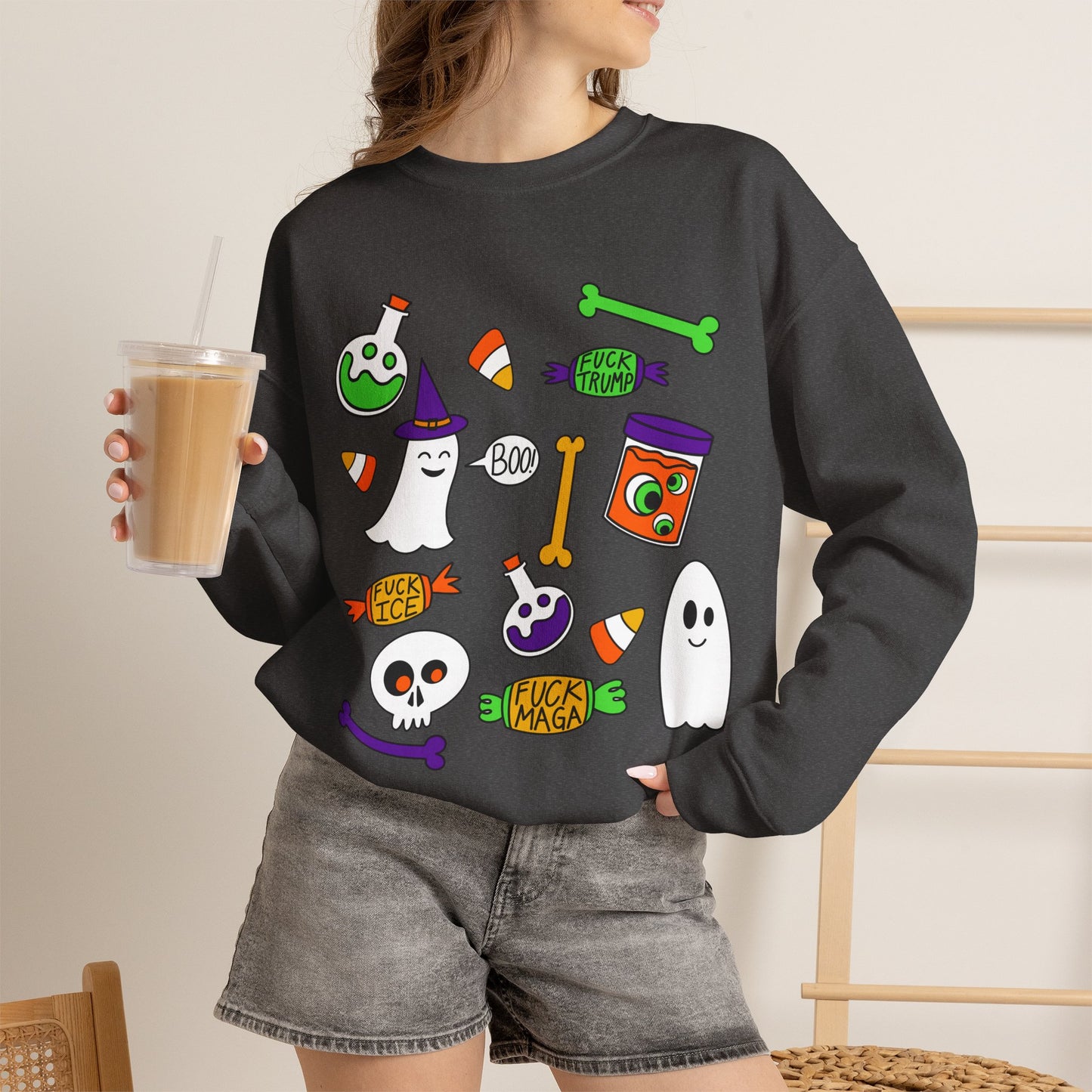 Halloween Candy Ghosts Crewneck Sweatshirt — Cute Spooky Graphic
