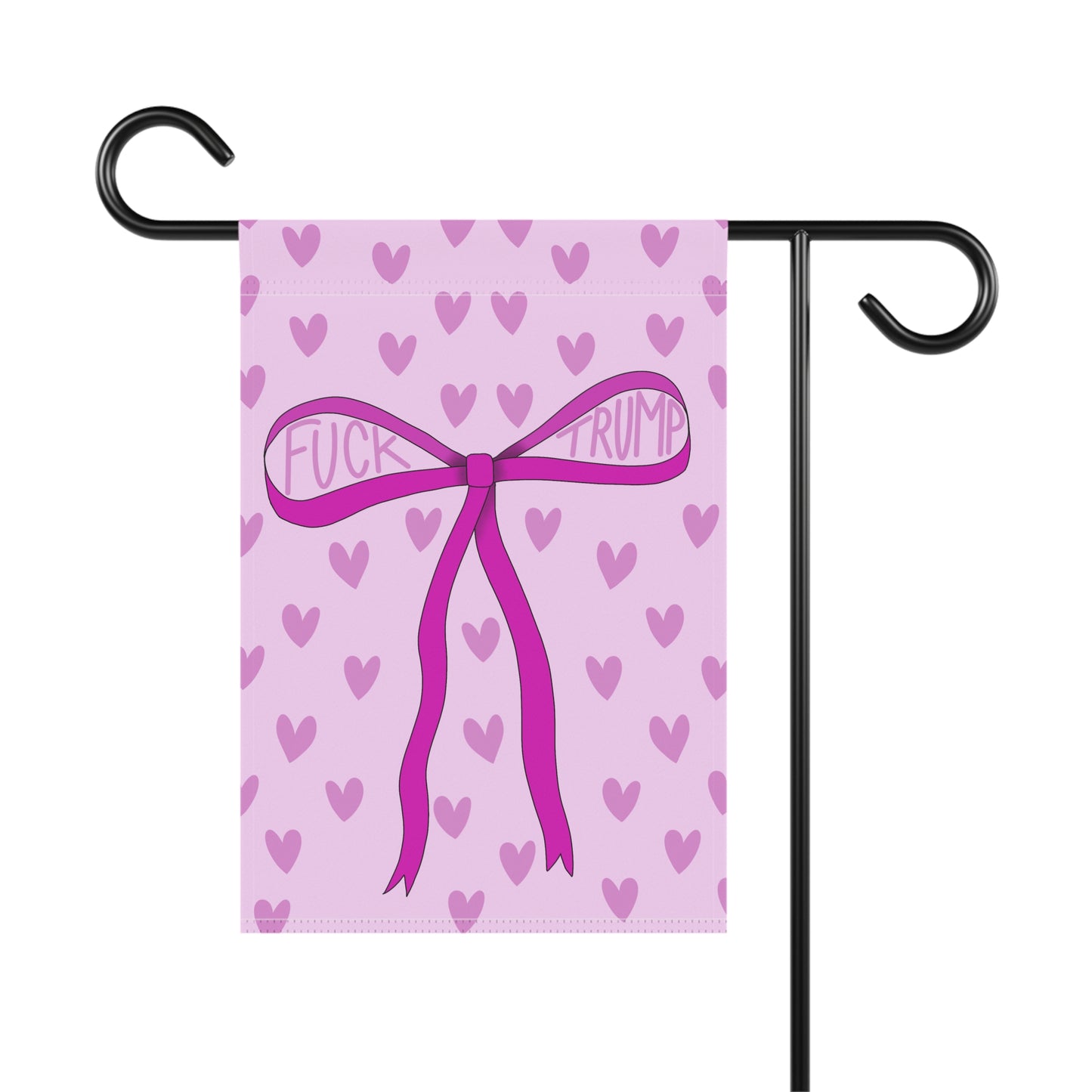 Slightly Subtle Pink Heart Bow Garden & House Banner | Political Yard Flag