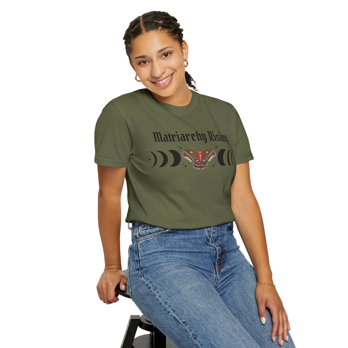 Matriarchy Rising Tee Moon Phases & Moth Feminist Graphic T-Shirt