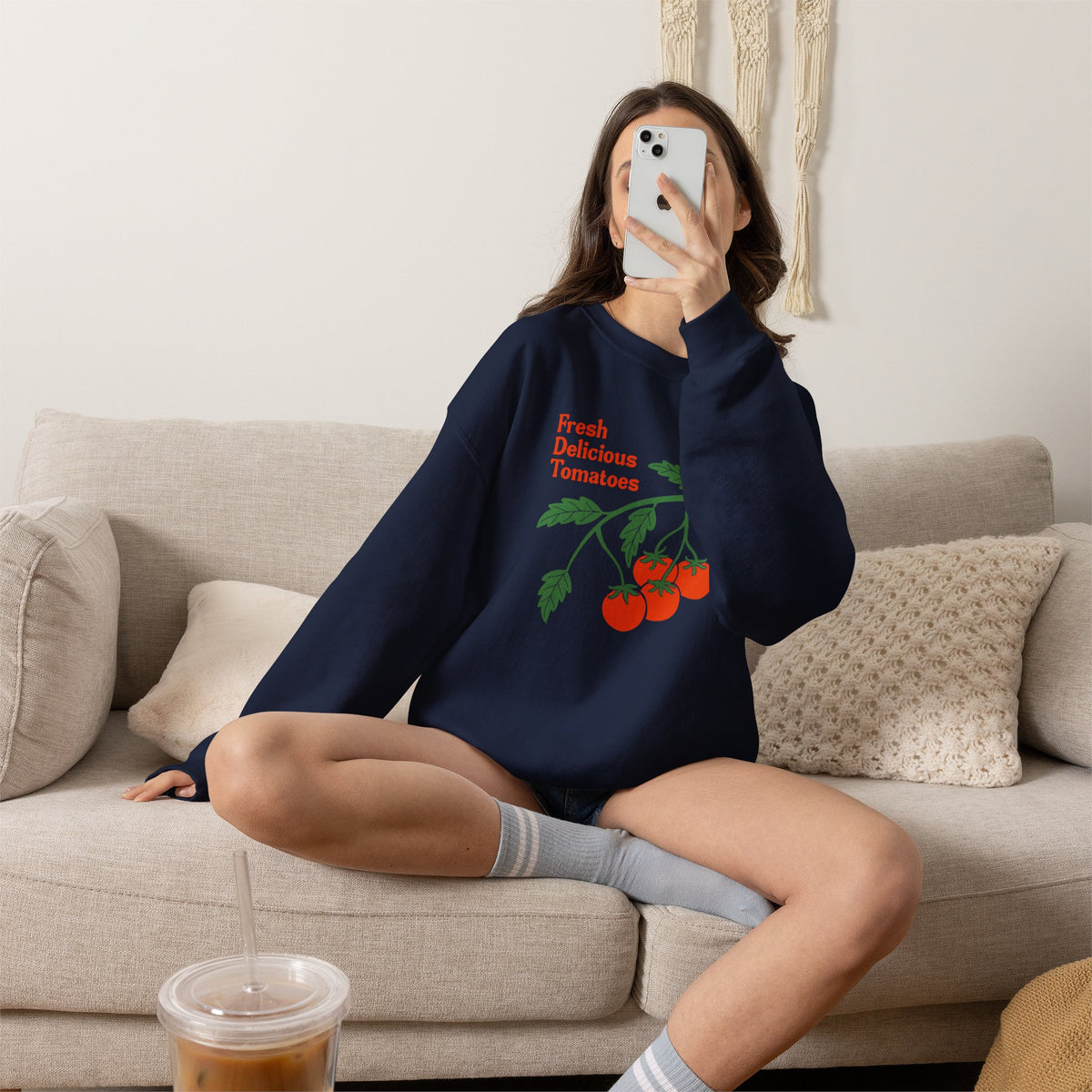 Tomato Crewneck Sweatshirt “Fresh Delicious Tomatoes” Vintage Farm Graphic