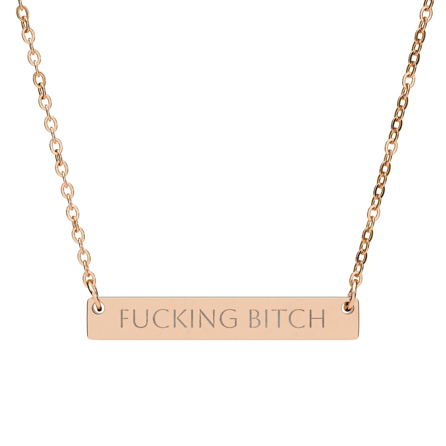 Fucking Bitch horizontal bar necklace | Engraved nameplate pendant