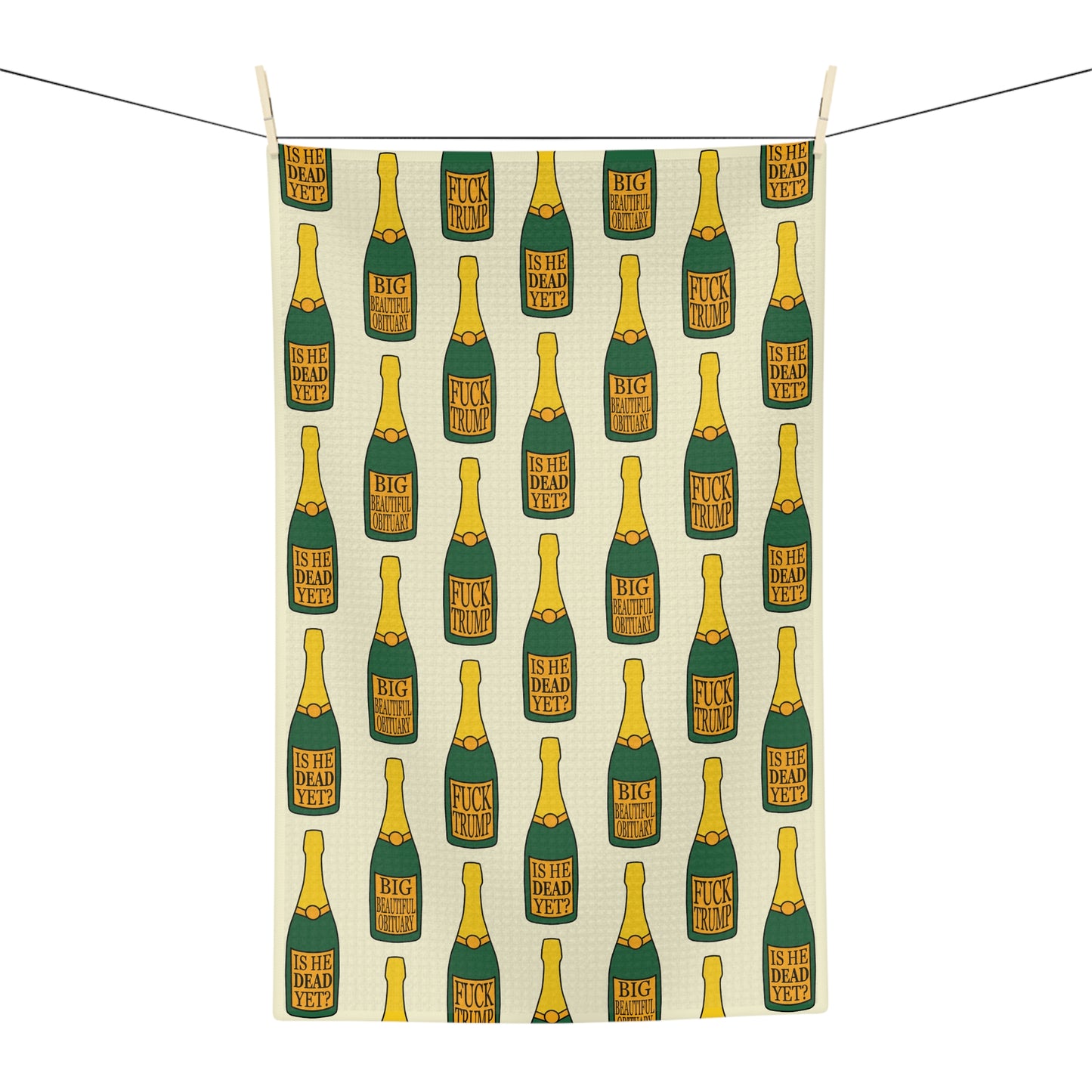 Slightly Subtle Champagne Bottle Pattern Microfiber Tea Towel | Sparkling Wine Kitchen Towel