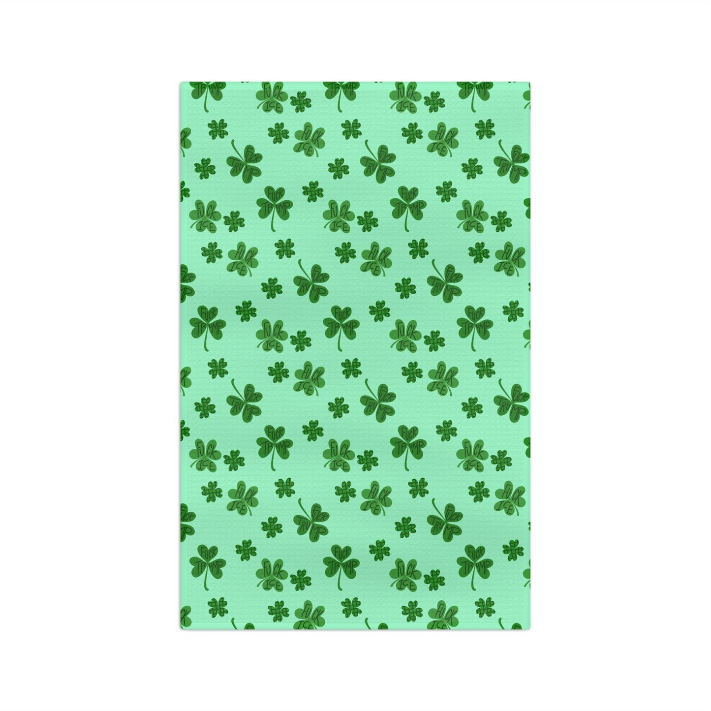 Slightly Subtle Shamrock Pattern Microfiber Tea Towel | St. Patrick's Day Clover Print