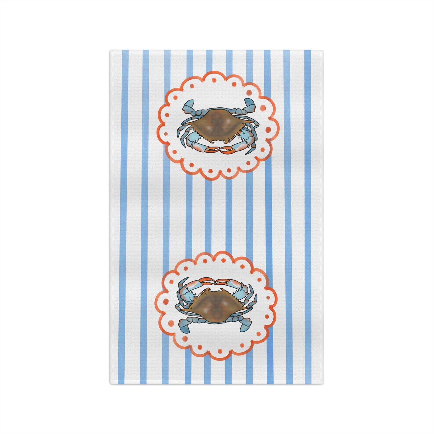 Crab Stripe Microfiber Tea Towel — Coastal Kitchen Dish Towel