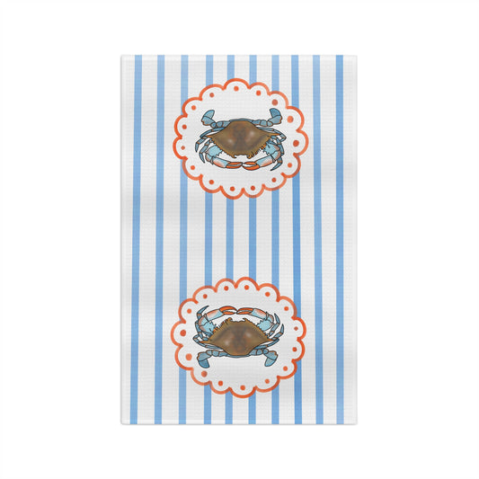 Crab Stripe Microfiber Tea Towel — Coastal Kitchen Dish Towel