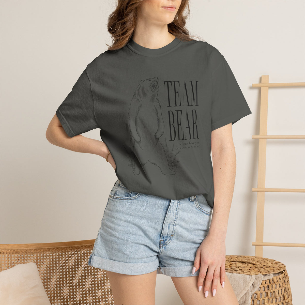 Team Bear Graphic T-Shirt Vintage Sketch Bear Tee because have you even met men