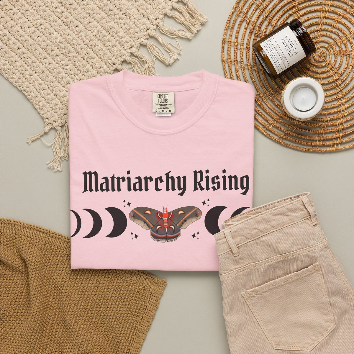 Matriarchy Rising Tee Moon Phases & Moth Feminist Graphic T-Shirt
