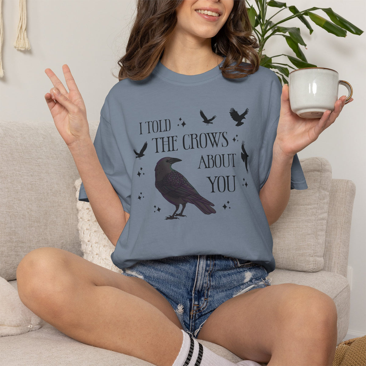 I Told The Crows About You Witchy Crow Raven Graphic Tee
