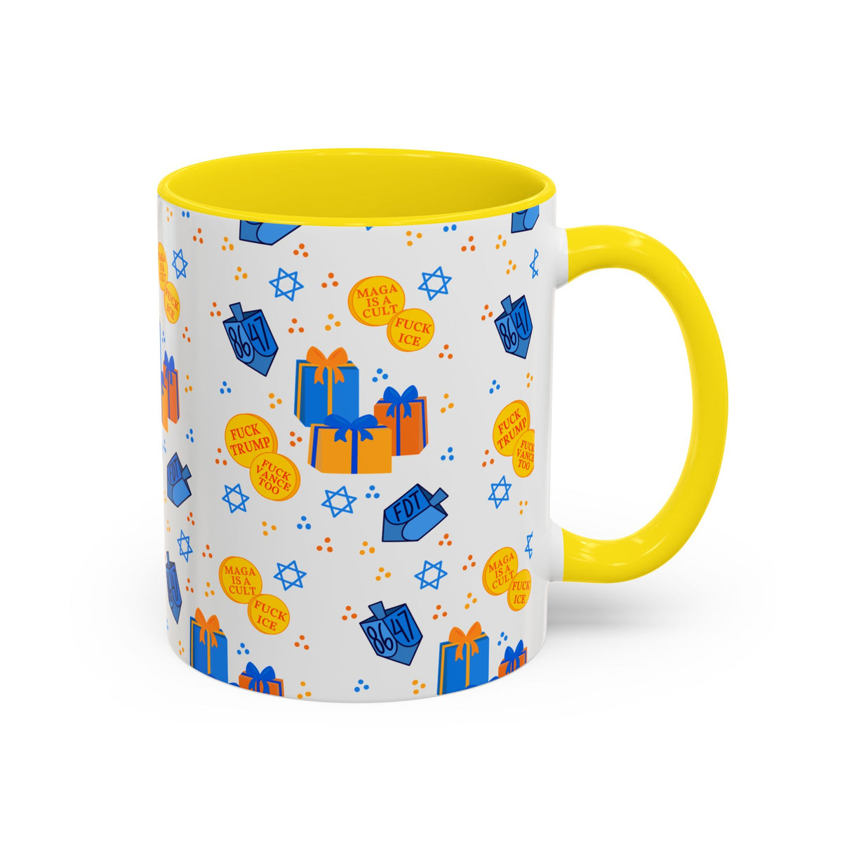 Hanukkah Gift Coffee Mug – Happy Hanukkah Dreidel Gelt Gifts FDT Mug