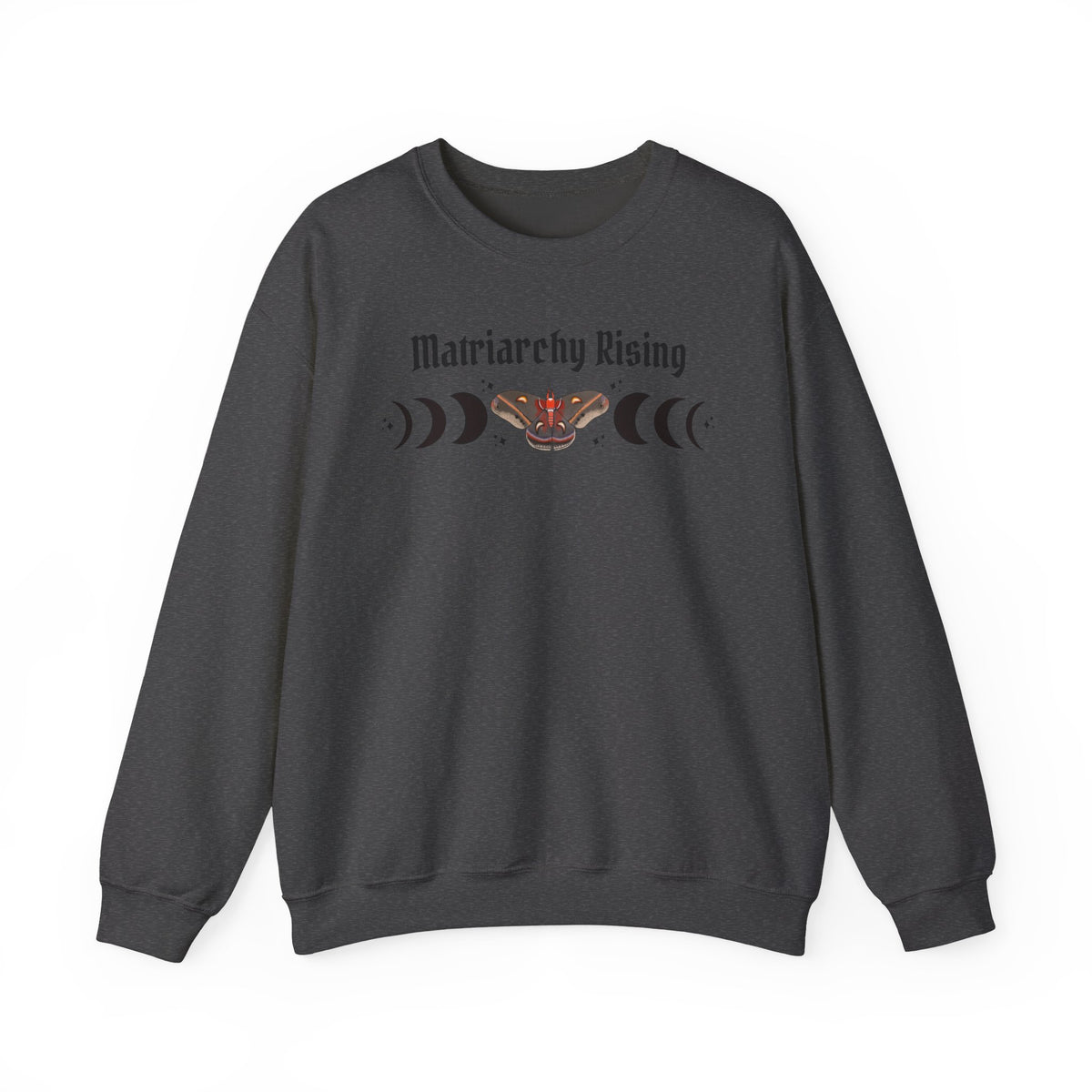 Matriarchy Rising Witchy Moon Phases Moth Crewneck Sweatshirt