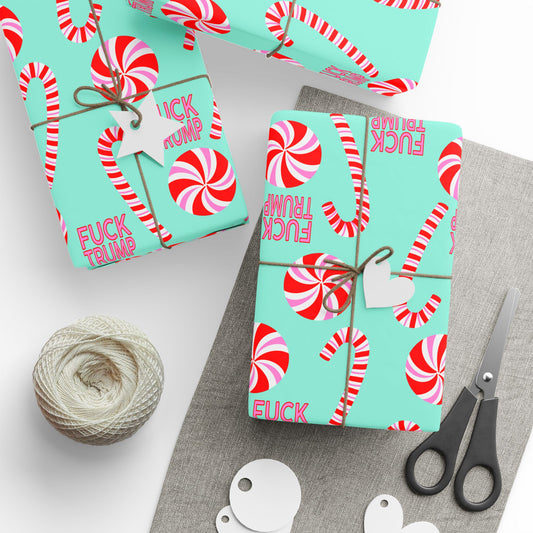 Slightly Subtle Holiday Candy Cane Wrapping Papers, Funny Christmas Gift Wrap, Festive Peppermint Present Packaging, Seasonal Gift Wrap Roll