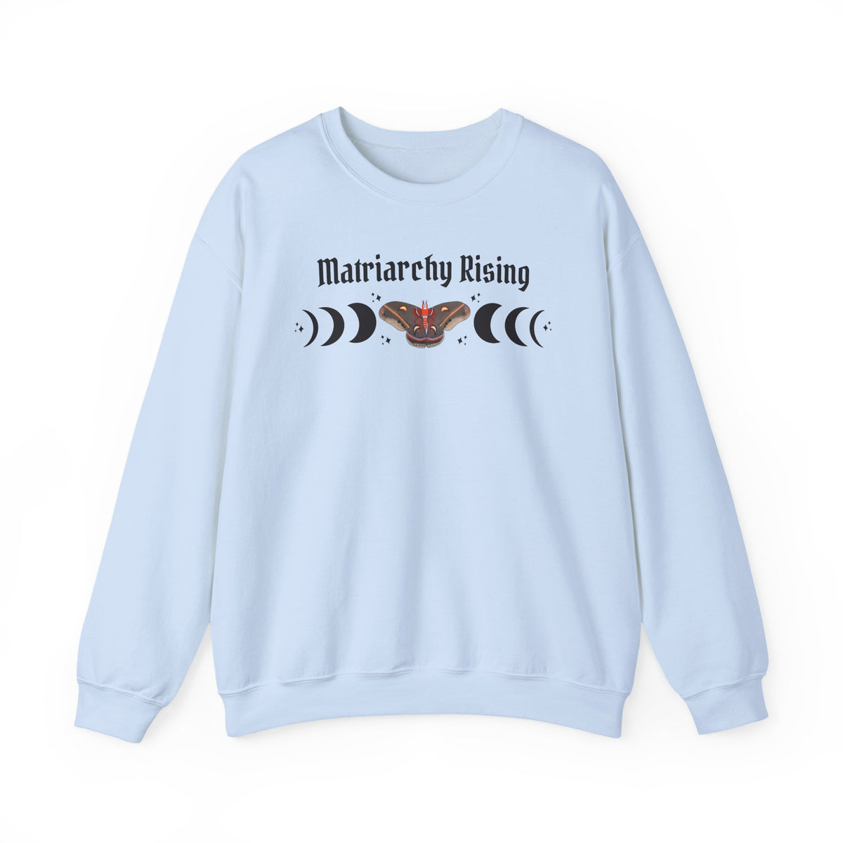 Matriarchy Rising Witchy Moon Phases Moth Crewneck Sweatshirt